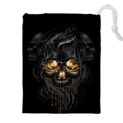 Art Fiction Black Skeletons Skull Smoke Drawstring Pouch (5xl) by Ket1n9