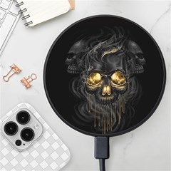 Art Fiction Black Skeletons Skull Smoke Wireless Fast Charger(black) by Ket1n9