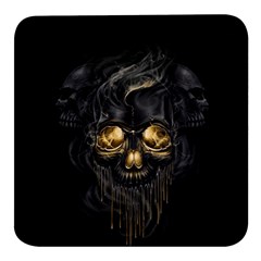 Art Fiction Black Skeletons Skull Smoke Square Glass Fridge Magnet (4 Pack)