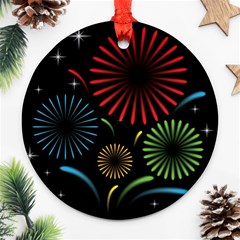 Fireworks With Star Vector Ornament (round) by Ket1n9