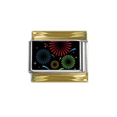 Fireworks With Star Vector Gold Trim Italian Charm (9mm) by Ket1n9