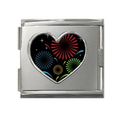 Fireworks With Star Vector Mega Link Heart Italian Charm (18mm) by Ket1n9