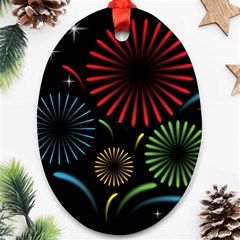 Fireworks With Star Vector Oval Ornament (two Sides) by Ket1n9