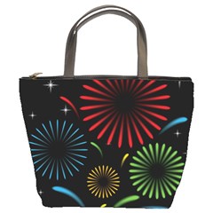 Fireworks With Star Vector Bucket Bag by Ket1n9