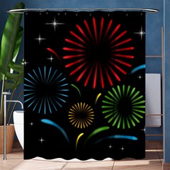 Fireworks With Star Vector Shower Curtain 60  X 72  (medium)  by Ket1n9