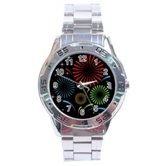 Fireworks With Star Vector Stainless Steel Analogue Watch