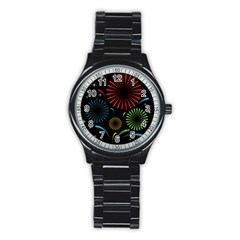 Fireworks With Star Vector Stainless Steel Round Watch by Ket1n9