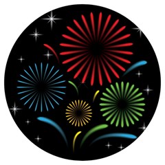 Fireworks With Star Vector Round Trivet by Ket1n9