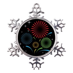 Fireworks With Star Vector Metal Large Snowflake Ornament by Ket1n9