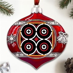 Toraja Pattern Ne limbongan Metal Snowflake And Bell Red Ornament by Ket1n9