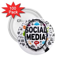 Social Media Computer Internet Typography Text Poster 2 25  Buttons (100 Pack)  by Ket1n9