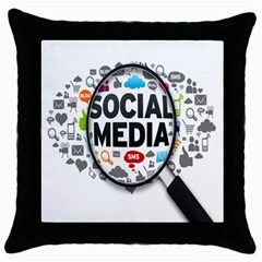 Social Media Computer Internet Typography Text Poster Throw Pillow Case (black) by Ket1n9