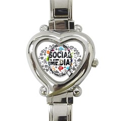 Social Media Computer Internet Typography Text Poster Heart Italian Charm Watch by Ket1n9