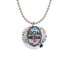 Social Media Computer Internet Typography Text Poster 1  Button Necklace by Ket1n9