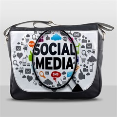 Social Media Computer Internet Typography Text Poster Messenger Bag by Ket1n9