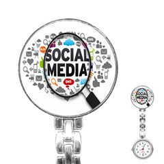 Social Media Computer Internet Typography Text Poster Stainless Steel Nurses Watch by Ket1n9