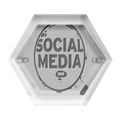 Social Media Computer Internet Typography Text Poster Hexagon Wood Jewelry Box by Ket1n9