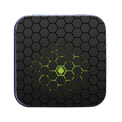 Green Android Honeycomb Gree Square Metal Box (Black)