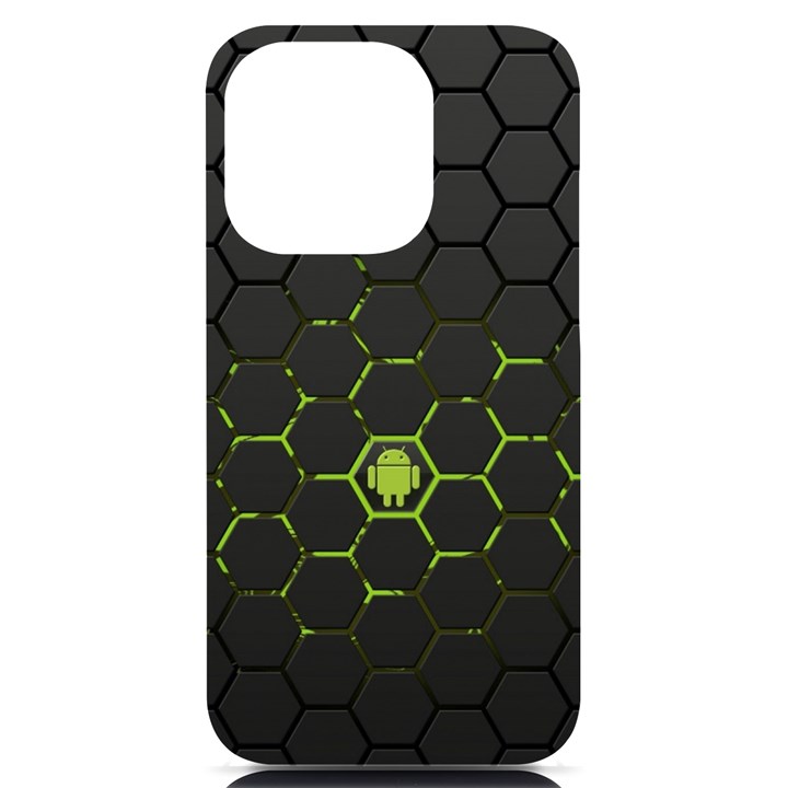 Green Android Honeycomb Gree iPhone 14 Pro Black UV Print Case