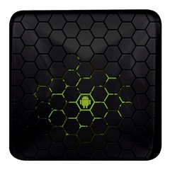 Green Android Honeycomb Gree Square Glass Fridge Magnet (4 pack)