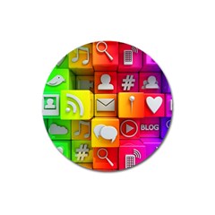 Colorful 3d Social Media Magnet 3  (round) by Ket1n9