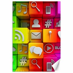 Colorful 3d Social Media Canvas 12  X 18  by Ket1n9