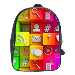 Colorful 3d Social Media School Bag (large) by Ket1n9