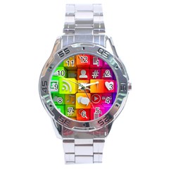 Colorful 3d Social Media Stainless Steel Analogue Watch