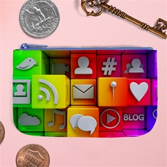 Colorful 3d Social Media Large Coin Purse by Ket1n9