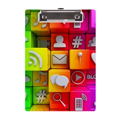 Colorful 3d Social Media A5 Acrylic Clipboard by Ket1n9