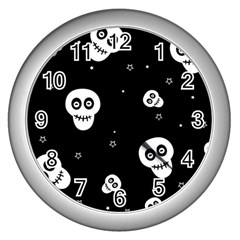 Skull Pattern Wall Clock (silver) by Ket1n9