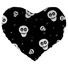 Skull Pattern Large 19  Premium Flano Heart Shape Cushions by Ket1n9