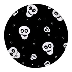 Skull Pattern Round Glass Fridge Magnet (4 Pack)