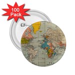 Vintage World Map 2.25  Buttons (100 pack)  Front