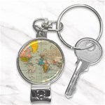 Vintage World Map Nail Clippers Key Chain Front