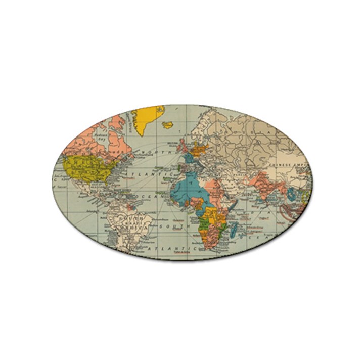 Vintage World Map Sticker Oval (100 pack)