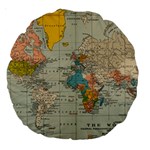 Vintage World Map Large 18  Premium Round Cushions Back