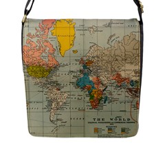 Vintage World Map Flap Closure Messenger Bag (l) by Ket1n9