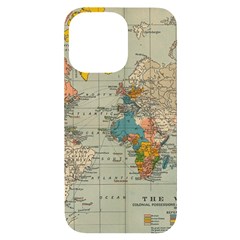 Vintage World Map Iphone 14 Pro Max Black Uv Print Case by Ket1n9