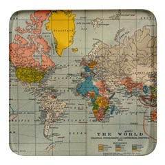 Vintage World Map Square Glass Fridge Magnet (4 Pack) by Ket1n9