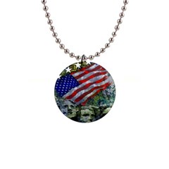 Usa United States Of America Images Independence Day 1  Button Necklace by Ket1n9