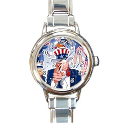 United States Of America Images Independence Day Round Italian Charm Watch by Ket1n9