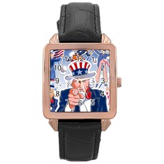 United States Of America Images Independence Day Rose Gold Leather Watch  by Ket1n9