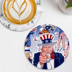 United States Of America Images Independence Day Uv Print Round Tile Coaster by Ket1n9