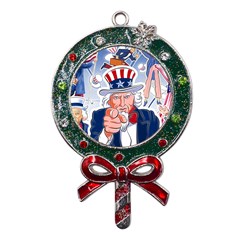 United States Of America Images Independence Day Metal X mas Lollipop With Crystal Ornament by Ket1n9