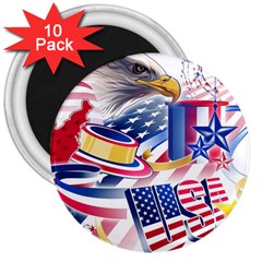 Independence Day United States Of America 3  Magnets (10 Pack)  by Ket1n9