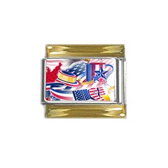 Independence Day United States Of America Gold Trim Italian Charm (9mm) by Ket1n9