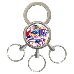 Independence Day United States Of America 3-ring Key Chain by Ket1n9