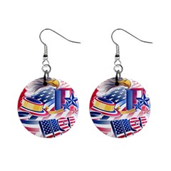 United States Of America Usa  Images Independence Day Mini Button Earrings by Ket1n9