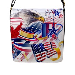 Independence Day United States Of America Flap Closure Messenger Bag (l) by Ket1n9